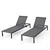 Christopher Knight Home Cape Coral Outdoor Aluminum Chaise Lounges with Mesh Seat 2 Pcs Set Grey Dark Grey