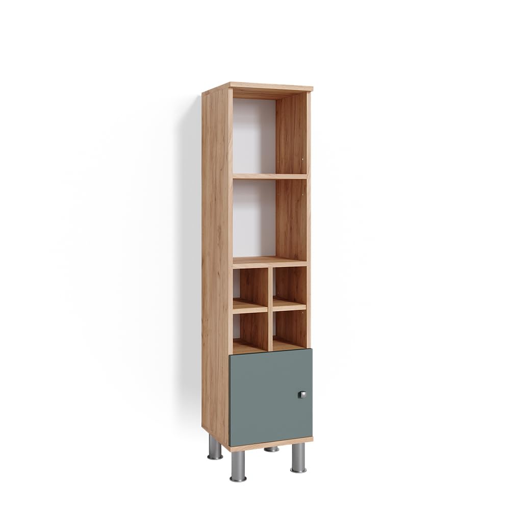 Vicco Badmöbel Fynn Midischrank - Eiche Rustikal 30x130,6 Cm