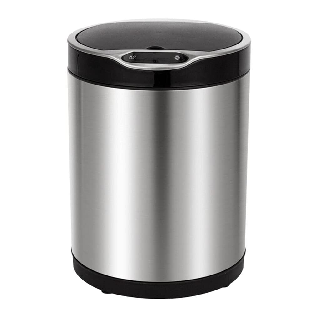Smart Sensor Trash Can, Stainless Steel Household Waste Basket with Lid 8L Capacity Waterproof and Odor Proof Toilet Paper Basket