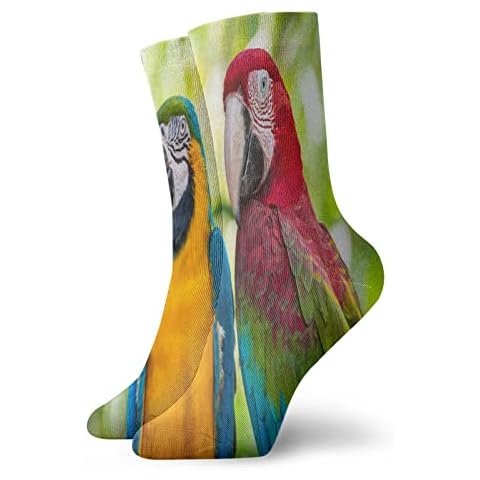Tropical Blue And Gold Parrots Crew Socks Men Women Athletic Socks Breathable Tab Sock 30 cm Cover