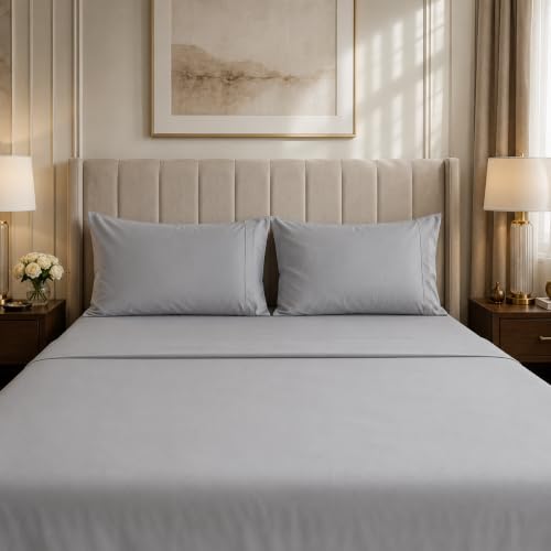Image of LINENWALAS 100% Cotton 400 TC Large Standard Size Pillow Cover|Long Staple Imported Egyptian Cotton |Cloud-Soft, Breathable & Skin-Safe|Oeko-TEX Certified Bedding (20x30 inch, Set of 2, Silver Grey)