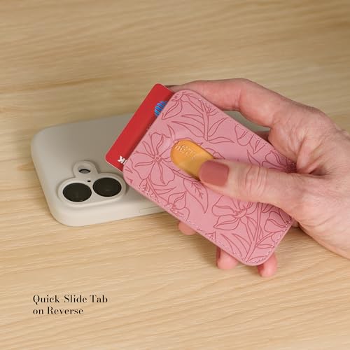 Image of Christian Art Gifts Magnetic Faux Leather Phone Wallet for Women: Pink Debossed Florals & Gold, All Things are Possible Inspiring Scripture Design, Mag-Safe Compatible, Cash & Card Holder, 3.8 inch x 2.5 inch