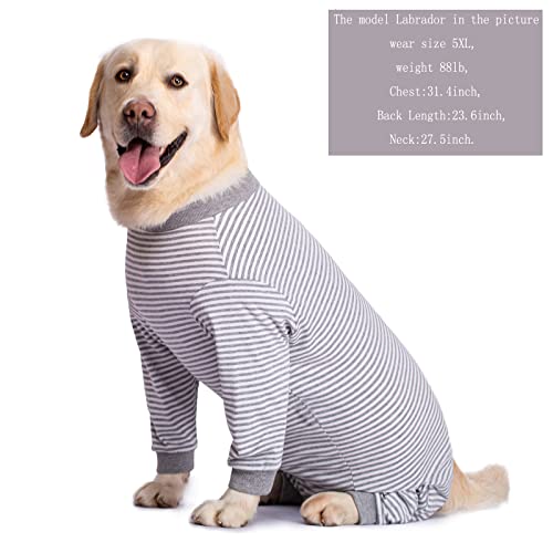 Yeapeeto Einteiler für Hunde, zur Erholung, für große und mittelgroße Hunde, Schlafanzug, Ganzkörper für Haarausfall, Allergien, Anti-Lecken, Wundschutz, Kegel-Alternative (3XL, Grau)