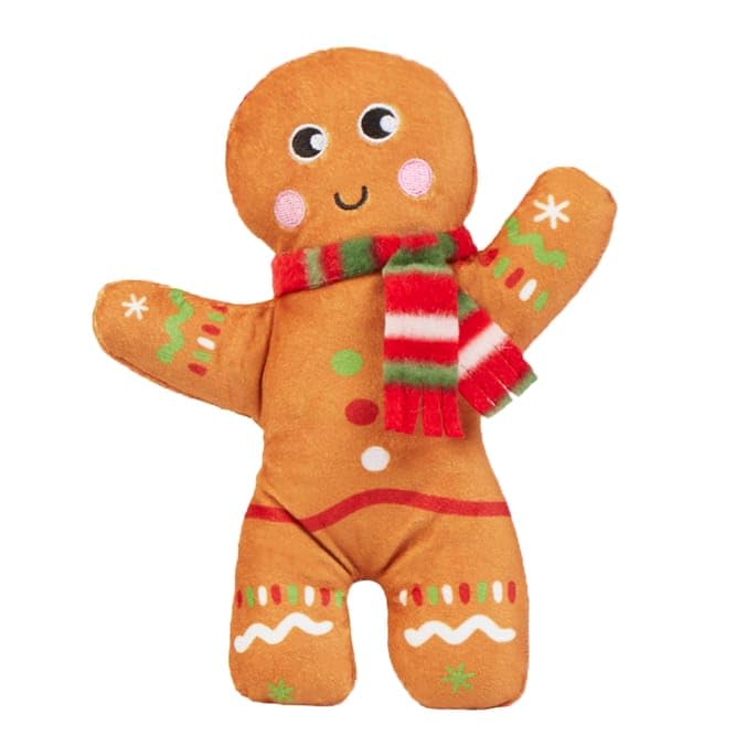 Swan Household Small Christmas Xmas Decoration Dog Plush Toy With Squeak Inside Fun Festive Designs (Gingerbread Man)