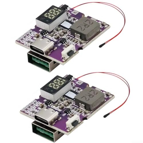 Módulo de banco de energía de alta eficiencia con PD3.0 y QC4+ - salida de 22.5 W, corriente de carga de 5 A, morado, con detección inteligente de carga (pantalla digital A+C)