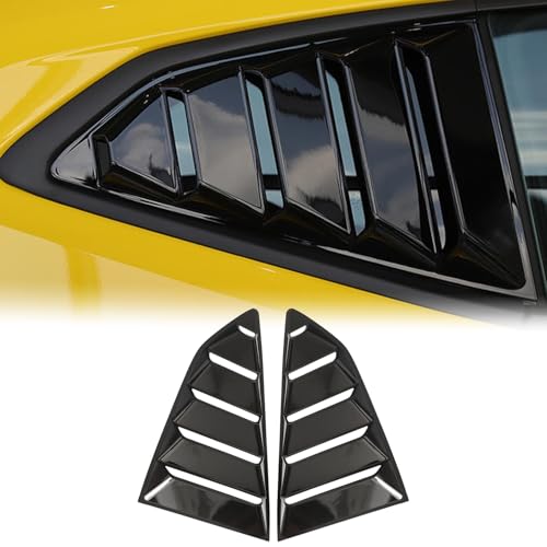 Image of Rear Side Window Louvers for Chevy Camaro 2016 2017 2018 2019 2020 2021 2022 2023 2024 Triangular Window Glass Blinds Air Vent Scoop Shades Cover Blinds Trim Sport Accessories ABS Bright Black 2PCS