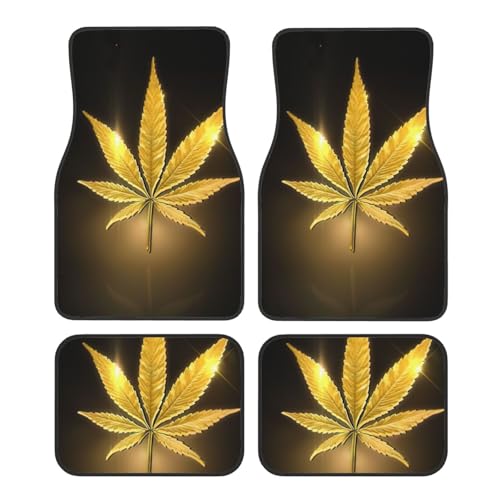 Tapis de voiture cannabis doré ensemble de 4 universels pour intérieur berline et SUV stylé