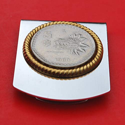1980 Mexico 5 Pesos Coin Stainless Steel Large Money Clip NEW - Aztec Sculpture of Feathered Serpent God Quetzalcoatl3