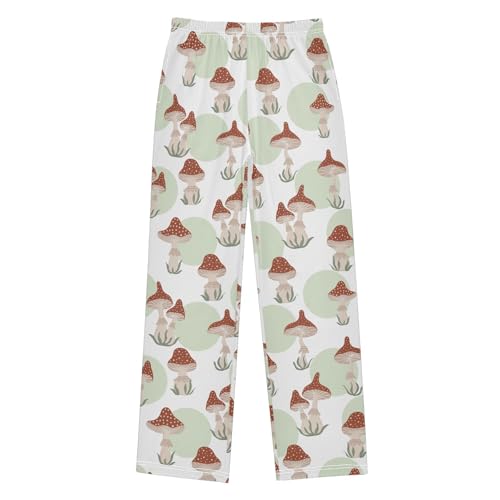 CaTaKu Boys Mushrooms Polka Dots Pants for Boys Girls Wide Leg Sweatpants Kids Long Bottoms with Pockets Size 6-14Y