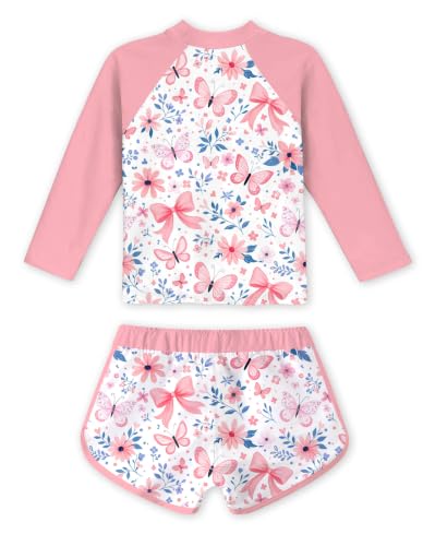 Image of TUONROAD Girls 2 Pieces Rash Guard Swimsuit Long Sleeve Tankini for 4-10 Years