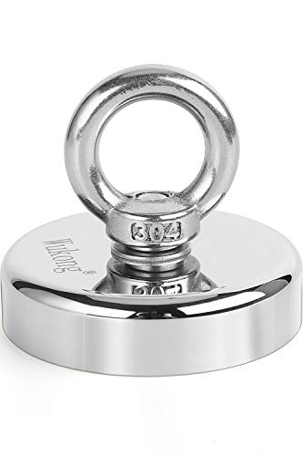 Wukong Aimant d'aimant de néodyme de Pêche magnétique Forte, diamètre x 60mm Épais x 15mm, Traction 132Kg pour la pêche magnétique et Le sauvet