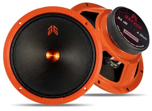 Image of MX80P1 Loudspeaker 8 Inch Midrange 480 Watts 4 Ohms Orange Dust Cap, Premium Quality Audio Door Speakers for Car or Truck Stereo Sound System, Orange (2 Speakers)