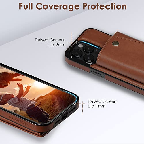 Lohasic For Iphone 14 Pro Max Cases 6.7" 5G Wallet Compatible With Magsafe, Premium Pu Leather Luxury Phone Case With Detachable Flip Card Holders Protective Men Cover 2022 - Brown #TOP3
