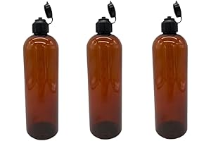 Essential Oil Bottles | 16 oz Amber Cosmo Plastic Bottles -3 Pack