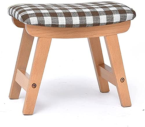 Taburete de madera de haya con asiento cóncavo de lino lavable para tocador 2