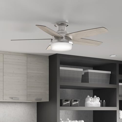 Hunter-Fan-48-inch-Low-Profile-Brushed-Nickel-Ceiling-Fan-with-LED-Light-Kit-and-Remote-Control-Renewed