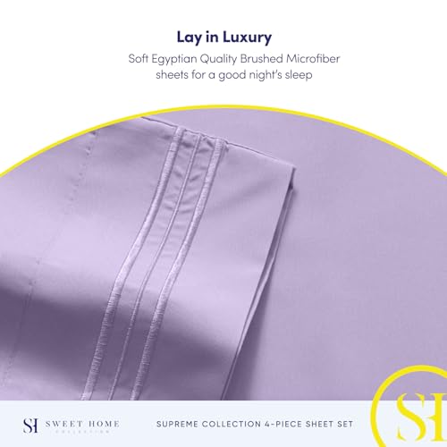 Twin XL Sheets - Breathable Luxury Sheets with Full Elastic & Secure Corner Straps Built In - 1800 Supreme Collection Extra Soft Deep Pocket Bedding Set, Sheet Set, Twin XL, Lavender