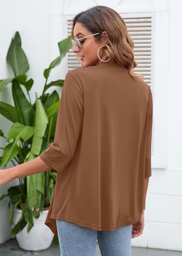 Image of Heymoments Women's Lightweight Open Front Cardigans 3 /4 Sleeve Casual Soft Drape Fall Cardigan S-2XL