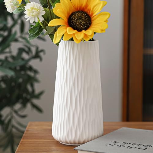 Vase décoratif en céramique blanche pour herbe de la pampa, minimaliste et moderne, 20 cm, décoration d'appartement pour fleurs séchées, table à manger, bureau...