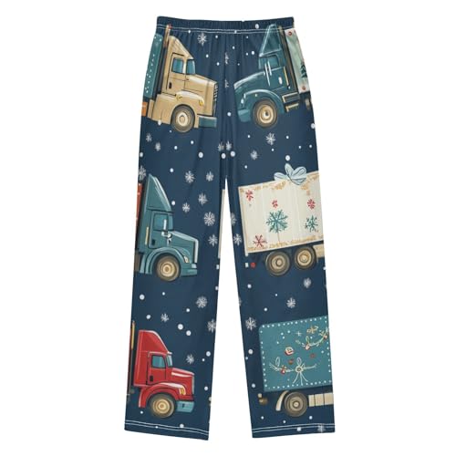 ZZXXB Merry Christmas Truck Snow Boys Long Pants Soft Trousers Elastic Waist Kids Lounge Bottoms with Pockets S-XL2