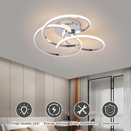 Plafonnier LED moderne à intensité variable avec télécommande pour salon