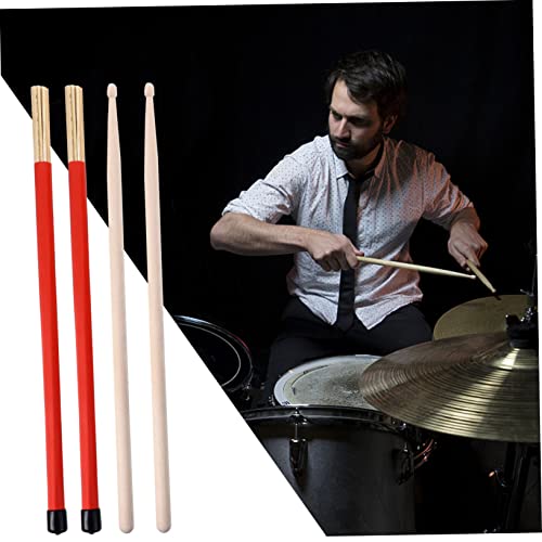 KESYOO Set de 7 piezas accesorios para batería con baquetas de madera y cepillos de alambre para bateristas de jazz y rock miniatura 3