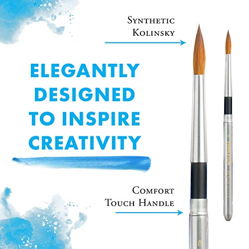 princeton aqua elite series 4850 synthetic kolinsky watercolor paint brushtravel round 8