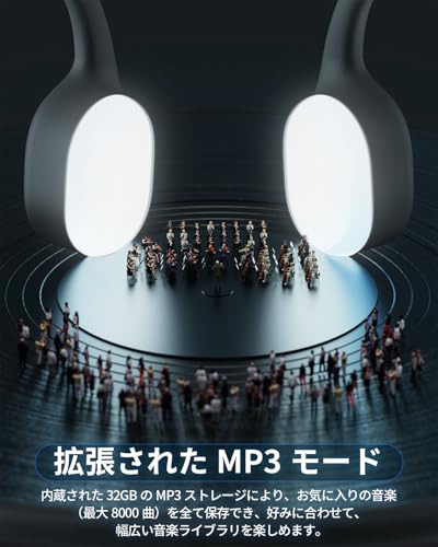 骨伝導イヤホン bluetooth 5.4 水泳 IP68完全防水 32GBメモリ内蔵 最大8000曲 こつでんどう イヤフォン ブルートゥース プール マイク付きワイヤレスヘッドホン 8時間連続再生/通話 水泳キャップ/ゴーグル/ヘルメット対応 ランニング サイクリング スポーツヘッドフォン グレー