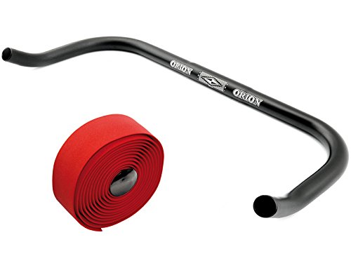 Bullhorn Fixie Singlespeed Lenker 400mm breit Schwarz mit Lenkerband Rrot Sport & Freizeit