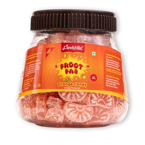 CandyVille Frootfab Orange Candy Jar (400 Gm) | Narangee Candy | Santra Goli | Orange Flavoured Candy