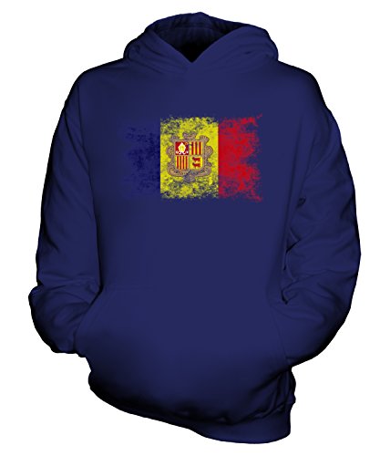 Sweat à capuche enfant Andorre au design drapeau délavé vintage unique
