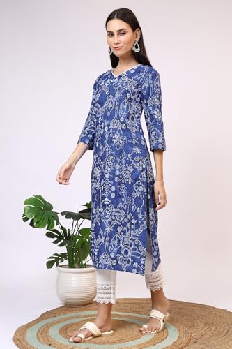 Image of W for Woman Pink Bold Geometric Printed Pure Cotton Straight Kurta
