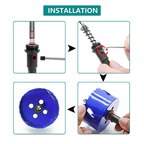 Image of 2-1 /2 Inch Hole Saw with Arbor, 1.2 Inch Cutting Depth | Heavy Duty, HSS Bi-Metal, For Wood Cornhole Boards Plastic Drywall & Thin Metal, Smoothly Cutting