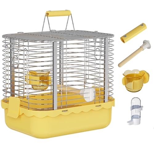 金属オウム鳥かご、携帯鳥輸送ケージ、室内鳥舎は長尾小オウム、カナリア、愛情鳥、貴格会教徒に適している(Small(yellow))