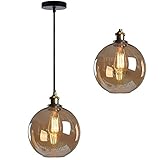 🏠Minimalistischer Design:Hängeleuchte glas rund,hochwertige Retro-Messingkappe,E27 lampenschirm(Enthält keine Glühbirne),Unterstützung für 210V-240V, Leistung für 40W.