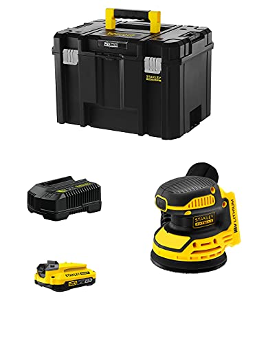 Ponceuse Excentrique STANLEY FatMax SFMCW220D1T (1 Batterie de 2,0 Ah + Chargeur + TSTAK VI)