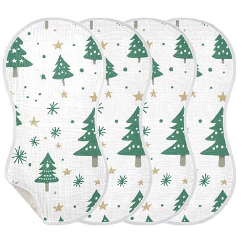 Baby Burp Cloths, Soft Absorbent Burping Cloths for Babies, Cotton Milk Spit Up Rags, Large Size for Newborns, Baby Boys and Girls (Cute Christmas Tree Pattern)3