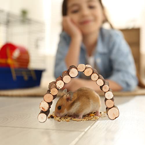 Relaxdays Rodent Bridge Tunnel, Set of 3, 10 x 22 cm, Flexible, Cage Accessory Hamster &, Mice, Natural Wood - Image 2