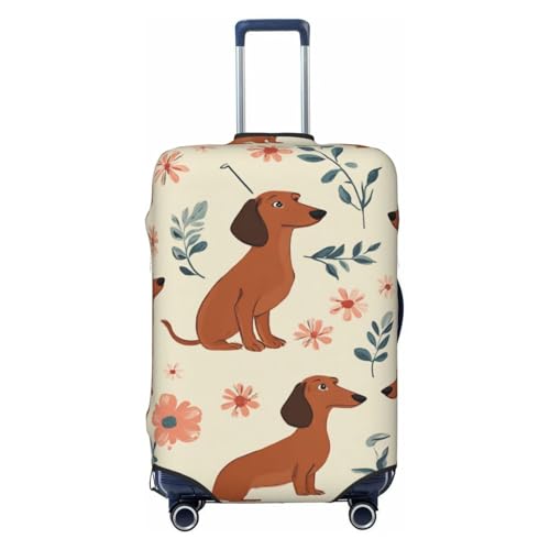 Dachshund Floral Luggage Cover Elastic Washable Protector Anti-Scratch Travel Suitcase Covers With Concealed Zipper For 18-32 Inch Luggage X-Large