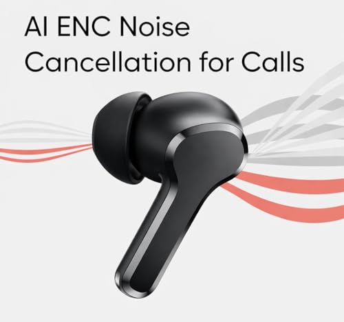 Image of Original Wireless for realme Buds T200x Advanced True Audio Earphones Delivering 12.4mm Dynamic Sound Output, 25dB Noise Reduction, Quad Mic (Black)