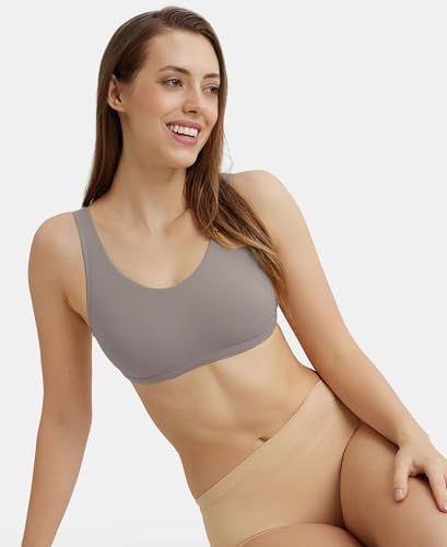 Image of Jockey 1550 Women's Super Combed Cotton Elastane Stretch Slip On Crop Top with Stay Fresh Treatment Bra