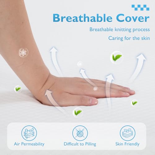 Image of FDW | 8 Inch Twin XL Mattress | Medium Firm | Gel Memory Foam Mattress | White | Bed in a Box, CertiPUR-US Certified | Pressure Relief, Cooling Ventilated Foam | Washable Removable Cover