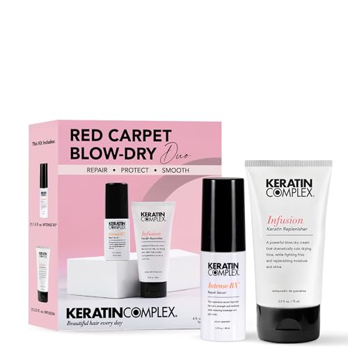 Keratin Complex - Red Carpet Blow Dry Kit -Infusion Keratin Replenisher, 2.5 fl oz & Intense RX Repair Serum, 1.5 fl oz
