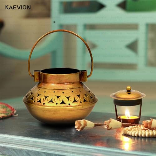 Image of Home Decor Small Size L5 X W5 X H4 Inch Brass Incense Holder Only | Wall Hanging Degchi Pot Dhup Dani | Home Decor Items for Living Room | Brass Tea Holder Pack of -1