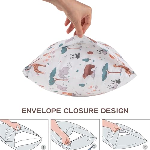 Image of Bunnikins & Clover Toddler Pillows with Pillowcase, 13 inchx18 inch Soft Cotton Kid Pillows for Sleeping, Bedding Small Pillow for Boys and Girls Aged 2-5 Years