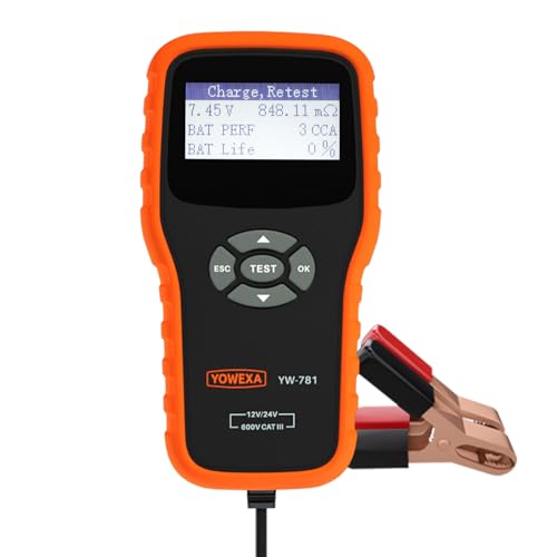 Autobatterie Tester, YW-781 BatterieTester KFZ 12V 24V mit 100-2000 CCA Autobatterietester Batterietester Auto Digitaler Analysator, Kfz-Lichtmaschine Test für Auto ATV SUV PKW-LKW Boot