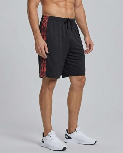 Image of Real Essentials Men's 5 Pack: 9 inch Dry-Fit Shorts - Athletic Gym, Workout, Basketball, Running, Casual Lounge Active Pockets