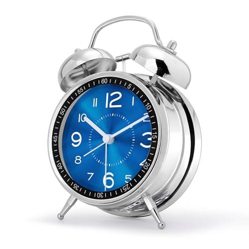 Lafocuse Reveil Bruyant pour Dormeurs Lourds, Double Cloche Fort, avec Lumière de Nuit, Grand Réveil Matin Métal, Horloge de Table Analogique Silencieux...