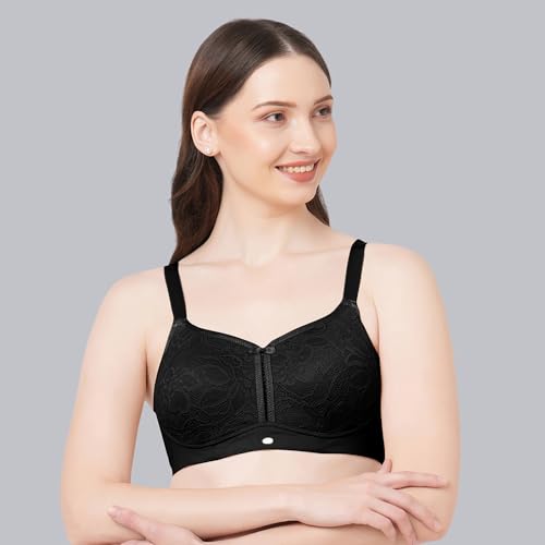 Image of SOIE Women Non Padded Non-Wired Full Coverage Minimizer Lace Bra