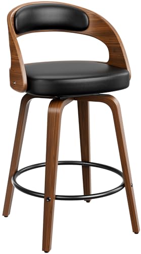 YaFiti Bar Stools, 26' Counter Height Barstools with Bentwood Legs, Swivel Counter Stools with Back,...